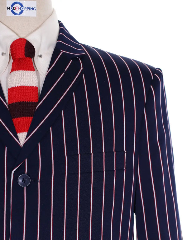 This Jacket Only - Navy Blue and White Striped Blazer Size 40 Regular Modshopping Clothing