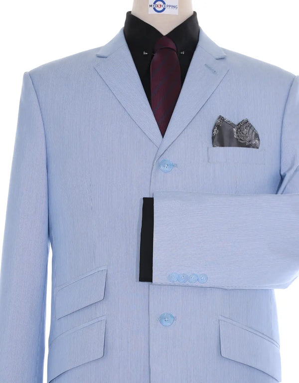 This Jacket Only - Sky Pinstripe Summer Jacket Size 40 Regular Modshopping Clothing