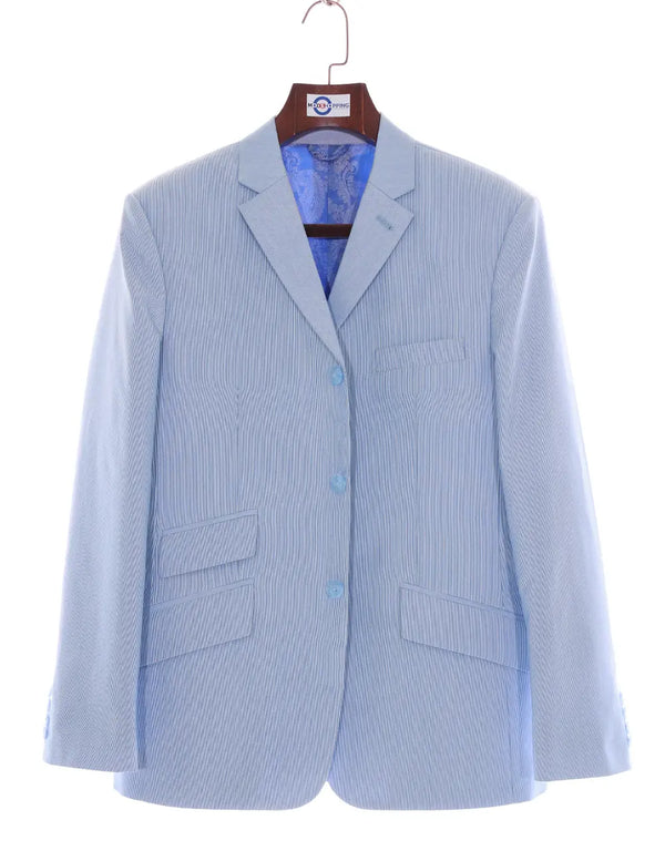 This Jacket Only - Sky Pinstripe Summer Jacket Size 40 Regular Modshopping Clothing