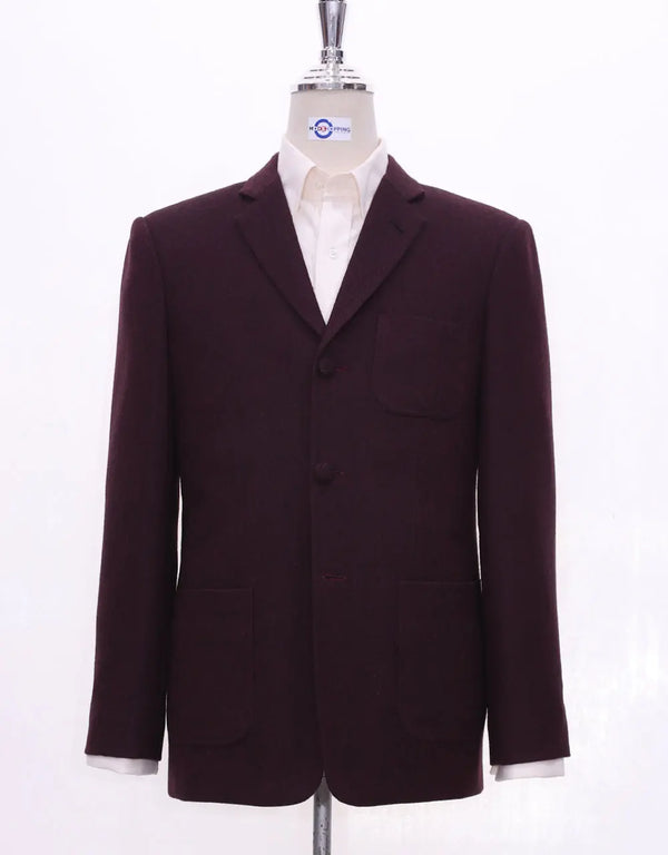 This Jacket Only Maroon Herringbone Tweed Jacket Size 38R Modshopping Clothing