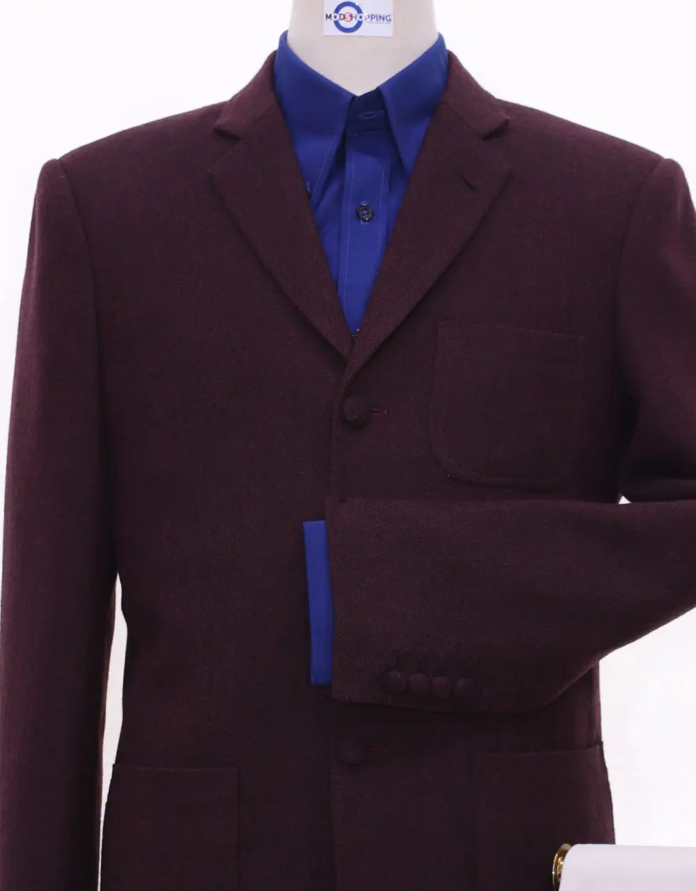 This Jacket Only Maroon Herringbone Tweed Jacket Size 38R Modshopping Clothing