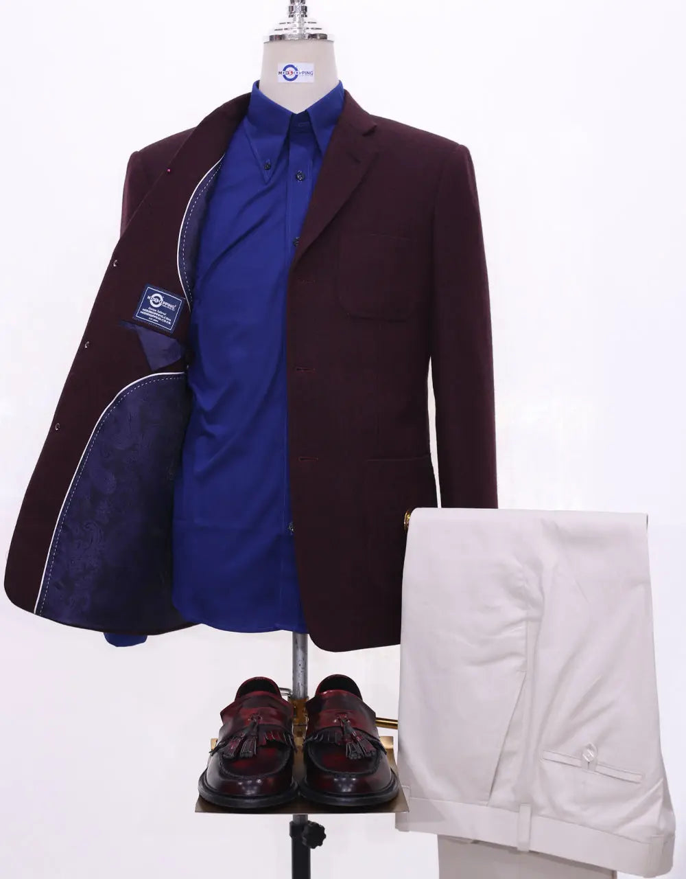 This Jacket Only Maroon Herringbone Tweed Jacket Size 38R Modshopping Clothing