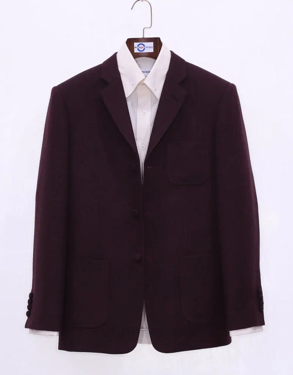 This Jacket Only Maroon Herringbone Tweed Jacket Size 38R Modshopping Clothing