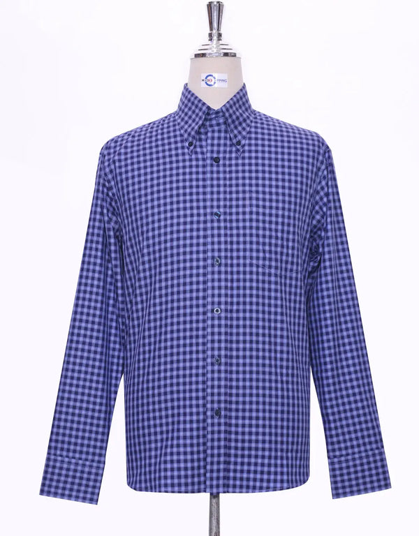 This Shirt Only -  Blue Gingham Check Shirt Size M Modshopping Clothing