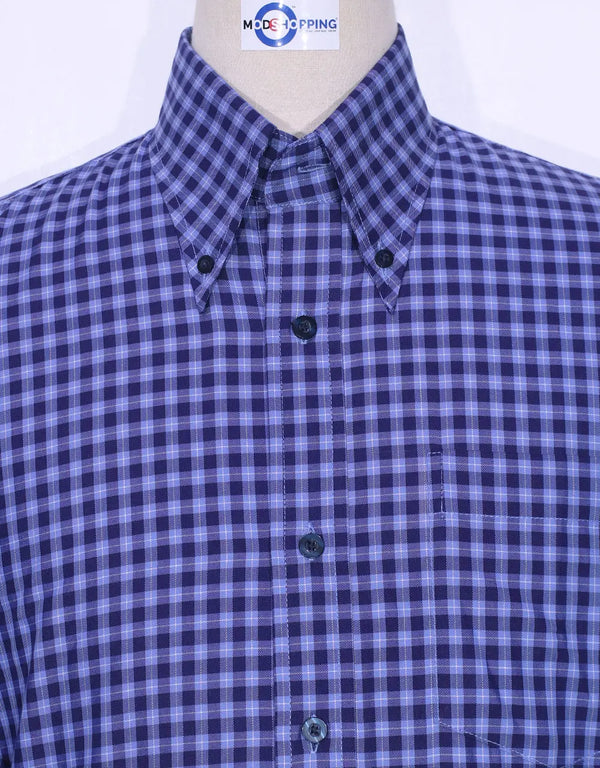 This Shirt Only -  Blue Gingham Check Shirt Size M Modshopping Clothing