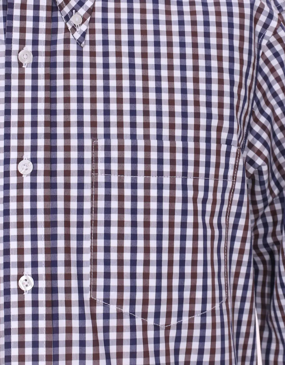 This Shirt Only - Brown And Navy Blue Gingham Check Shirt Modshopping Clothing