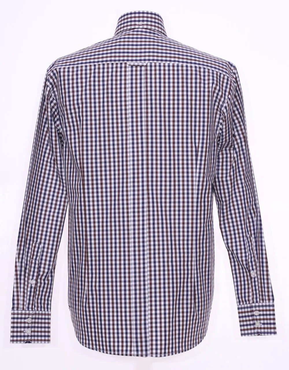 This Shirt Only - Brown And Navy Blue Gingham Check Shirt Modshopping Clothing