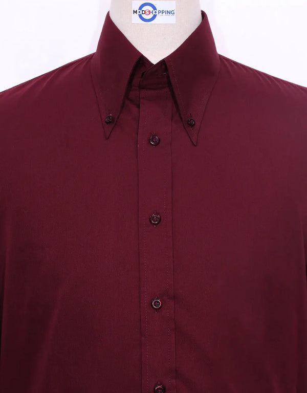 This Shirt Only - Burgundy Button Down Shirt Size M Modshopping Clothing