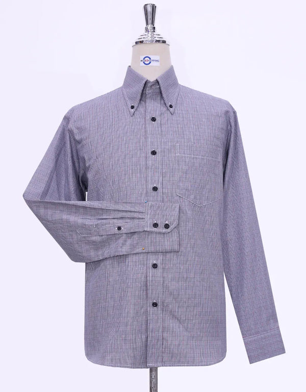 This Shirt Only - Grey Prince Of Wales Check Shirt Size M Modshopping Clothing