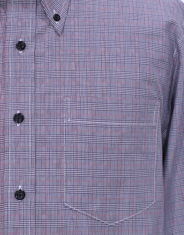 This Shirt Only - Grey Prince Of Wales Check Shirt Size M Modshopping Clothing