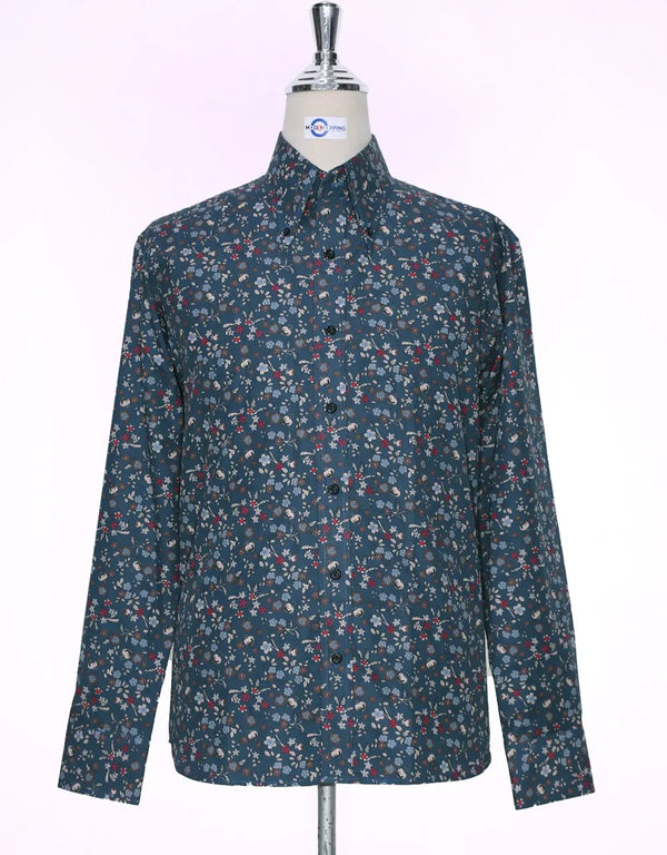 This Shirt Only - Multi Color Floral Print Shirt Size M for Men Modshopping Clothing