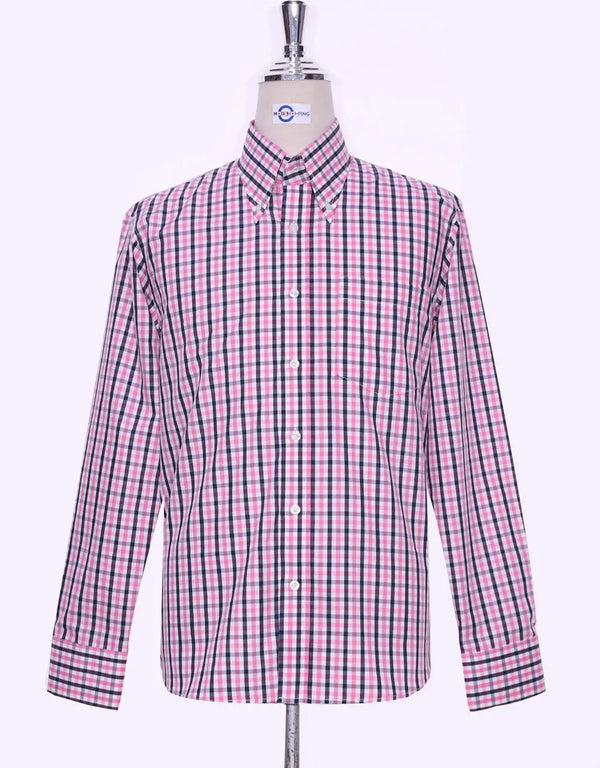 This Shirt Only - Pink And Black Windowpane Check Shirt Size M Modshopping Clothing