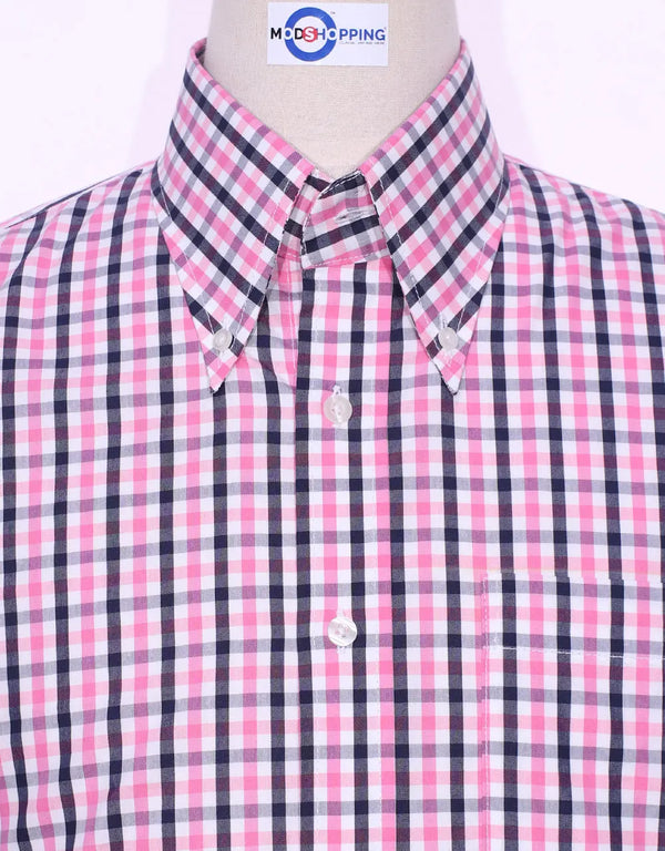 This Shirt Only - Pink And Black Windowpane Check Shirt Size M Modshopping Clothing