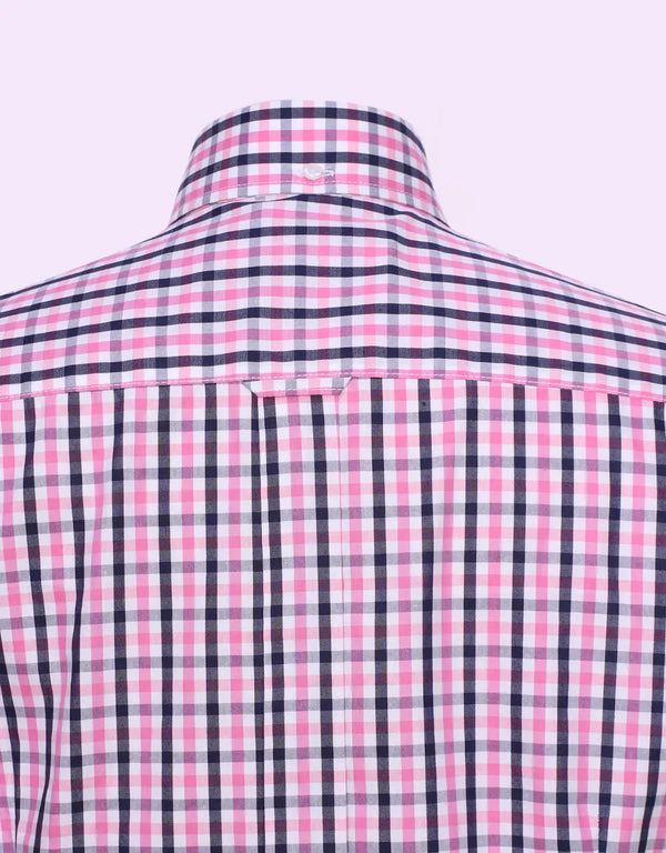 This Shirt Only - Pink And Black Windowpane Check Shirt Size M Modshopping Clothing