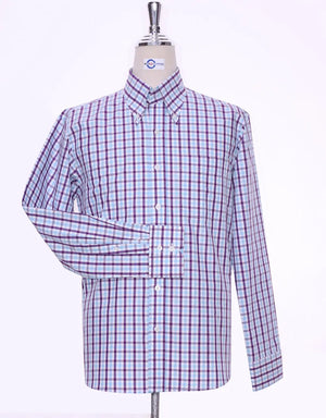 This Shirt Only - Purple And Light Sky Windowpane Check Shirt Size M Modshopping Clothing