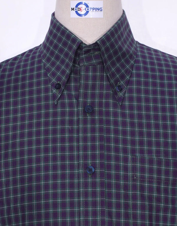 This Shirt Only - Purple Green Gingham Check Shirt Size M Modshopping Clothing