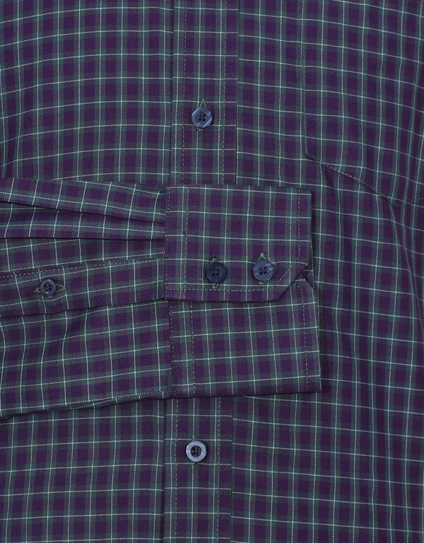 This Shirt Only - Purple Green Gingham Check Shirt Size M Modshopping Clothing