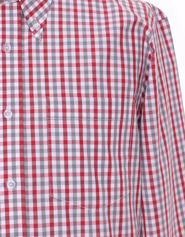 This Shirt Only - Red And Grey Gingham Check Shirt Size M Modshopping Clothing