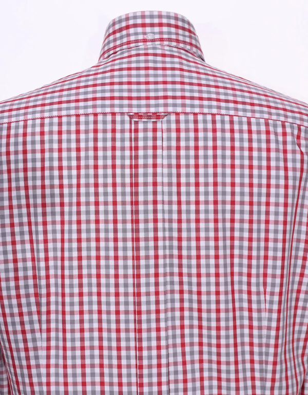 This Shirt Only - Red And Grey Gingham Check Shirt Size M Modshopping Clothing