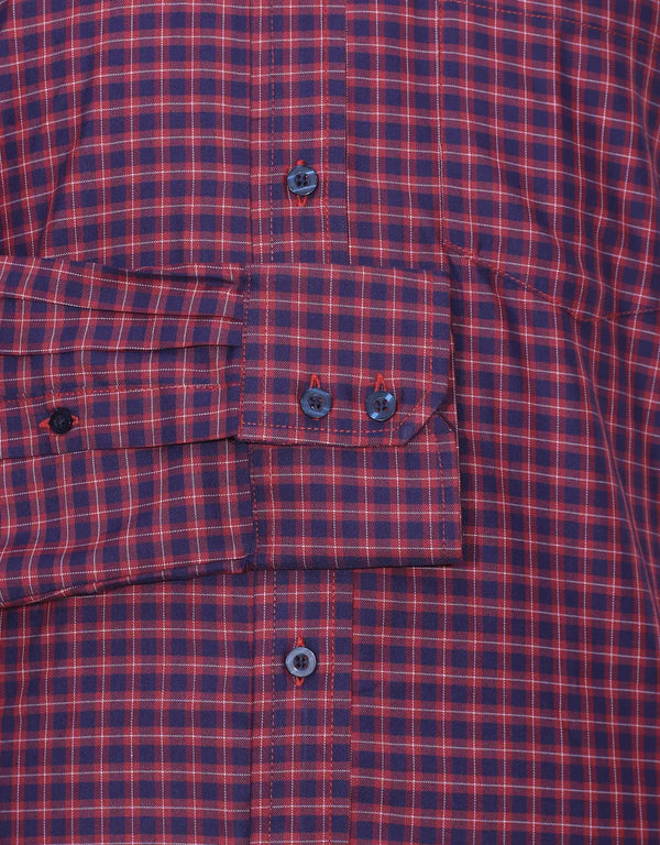 This Shirt Only - Red And Navy Blue Gingham Check Shirt Size M Modshopping Clothing