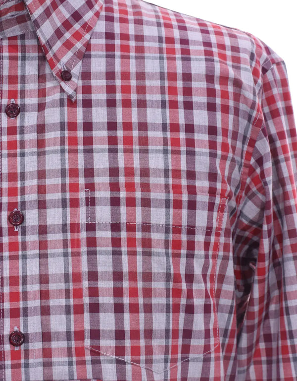 This Shirt Only - Red And White Tartan Plaids Shirt Size M Modshopping Clothing