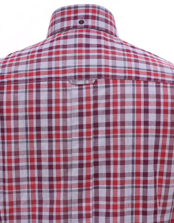 This Shirt Only - Red And White Tartan Plaids Shirt Size M Modshopping Clothing