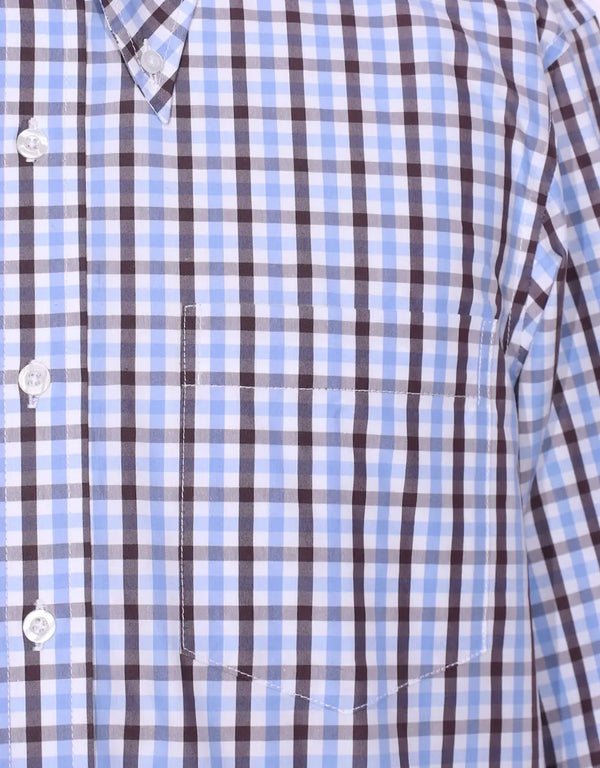 This Shirt Only - Sky Blue and Black Windowpane Check Shirt Size M Modshopping Clothing