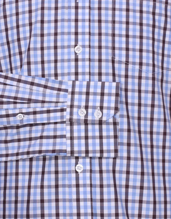 This Shirt Only - Sky Blue and Black Windowpane Check Shirt Size M Modshopping Clothing