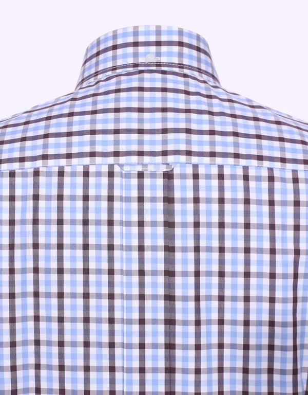 This Shirt Only - Sky Blue and Black Windowpane Check Shirt Size M Modshopping Clothing