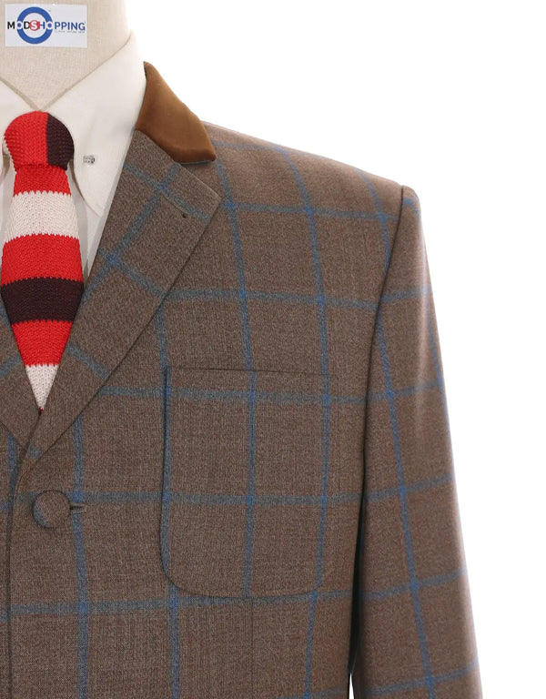 This Suit Only - Brown Windowpane Check Suit Modshopping Clothing