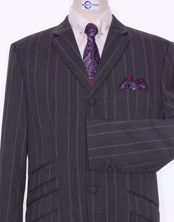 This Suit Only - Charcoal Grey Prince Of Wales Check Suit Modshopping Clothing