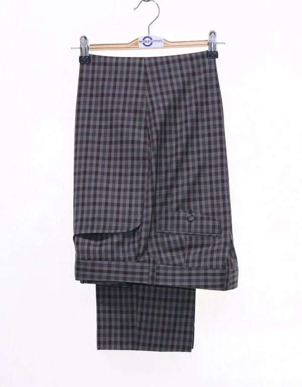 This Suit Only - Grey Gingham Check Suit Size 38R Trouser 32/32 Modshopping Clothing