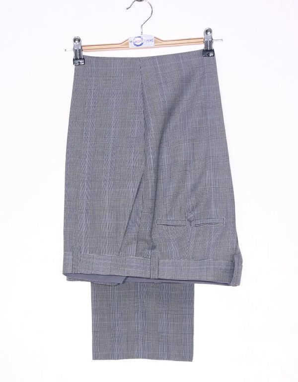 This Suit Only - Grey Prince Of Wales Check Suit Size 38R Trouser 32/32 Modshopping Clothing