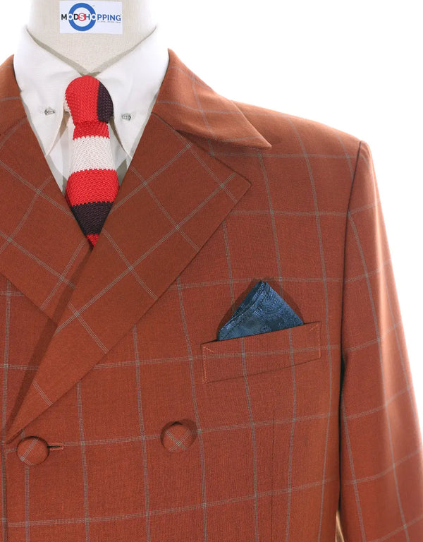 This Suit Only - Orange Windowpane Double Breasted Suit Modshopping Clothing