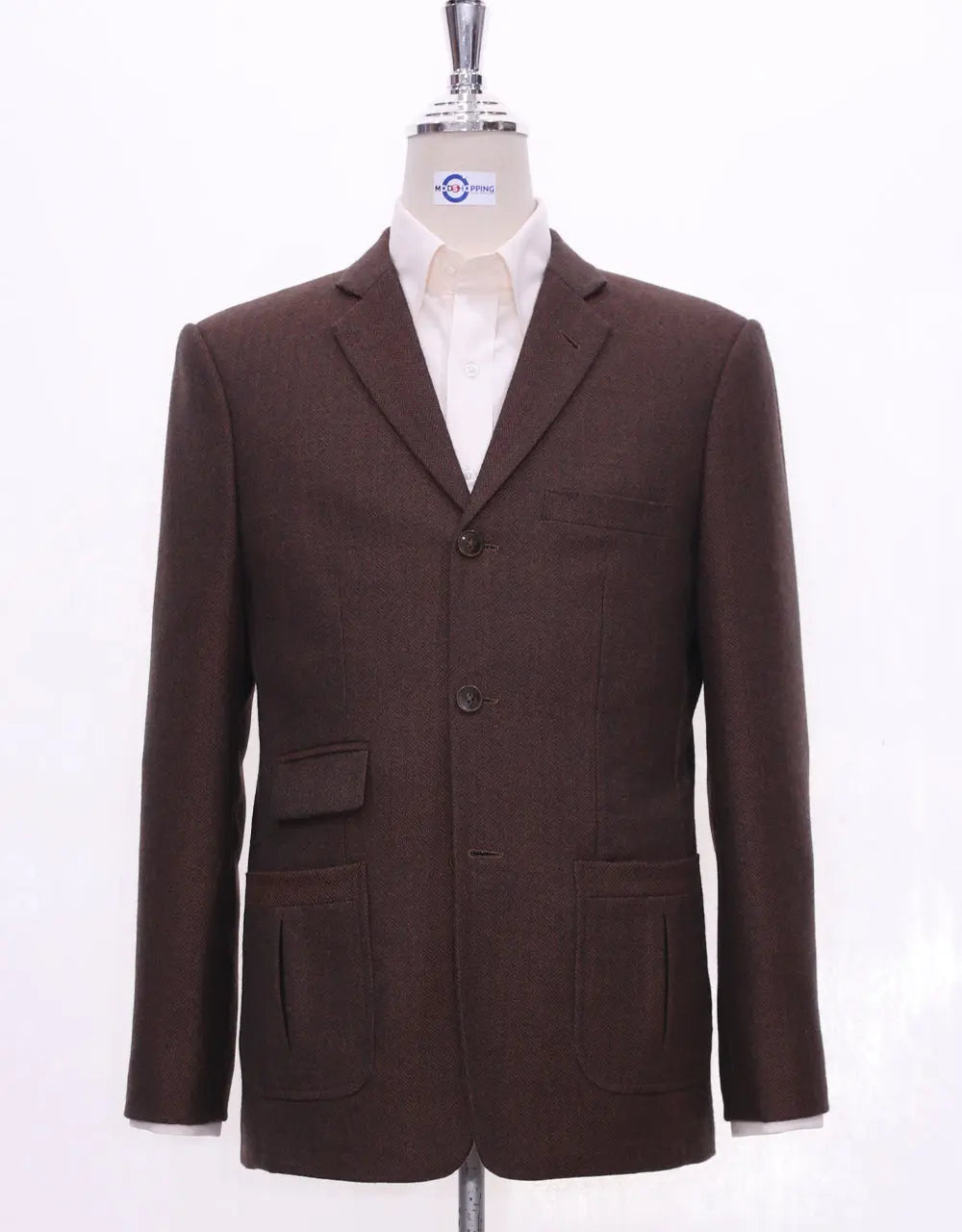 Tweed Jacket | 60s Style Brown Herringbone Jacket Modshopping Clothing