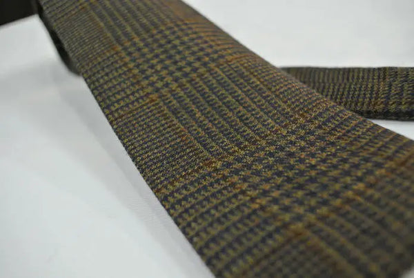 brown  prince of wales check wool necktie for men Modshopping Clothing