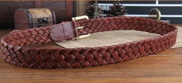 handmade basket pattern brown vintage leather belt sale for online Modshopping Clothing