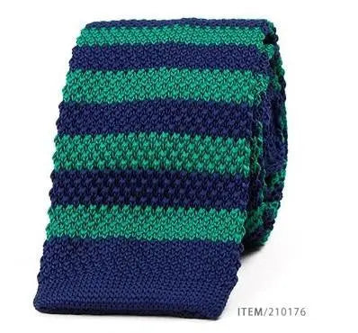 knitted tie| classic forest green & navy blue stripe knit tie Modshopping Clothing