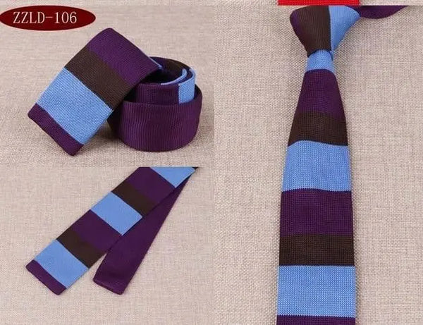 knitted tie| mod clothing vintage purple & sky stripe knit ties uk Modshopping Clothing