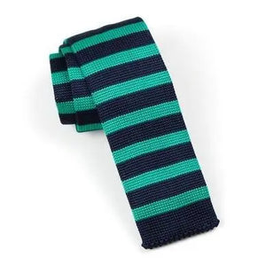 knitted tie| original 60s mod style green & dark navy blue knit ties uk Modshopping Clothing