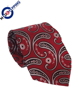 paisley tie| 100% silk retro mod style red paisley tie for men Modshopping Clothing