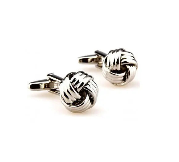 stainless steel silver knots cufflinks for men, men's slim fit Modshopping Clothing