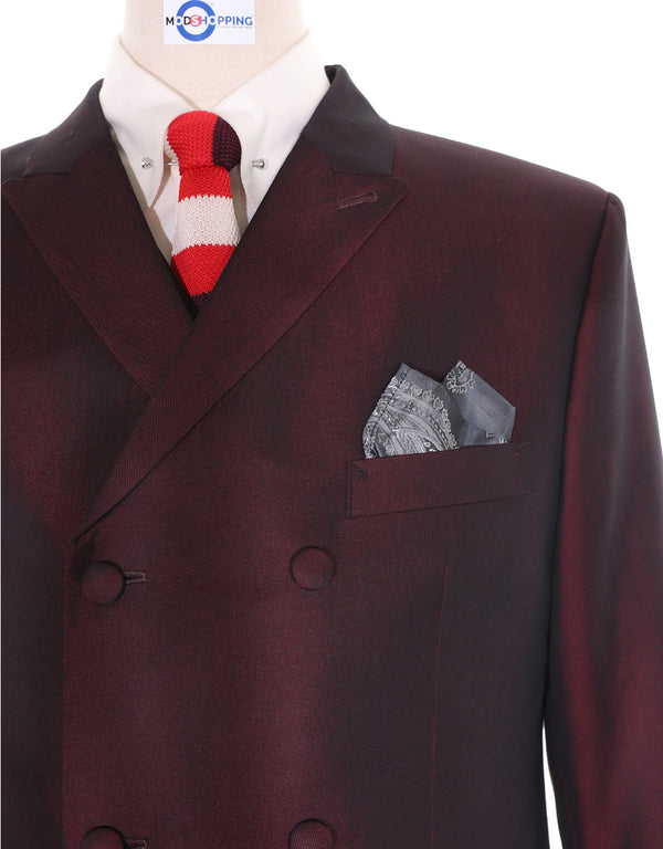 Double Breasted Suit - Wine and Black Two Tone Suit – Modshopping Clothing