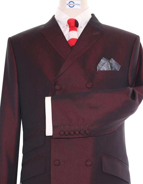 Double Breasted Suit - Wine and Black Two Tone Suit Modshopping Clothing